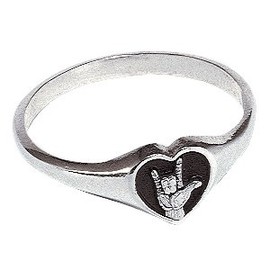 LDS 0.925 Sterling Silver I Love You Sign Language Ring (8.5)