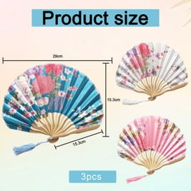 louuuou 3 PCS Hand Fan Folding, Folding Fan Paper Fans Handheld Birthday Gifts Dancing Cosplay Party Props Decoration for Women Dancing Party Gift Cosplay Music Festival ﻿