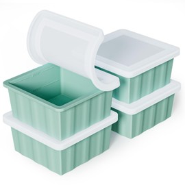 Silicone Freezer Tray for Soup Ice Cubes: 2-Cup Freezing Tray for Meal Prep - 4Pack Silicon Soup Portion Freeze Tray Make Stock Souped Ice Cube