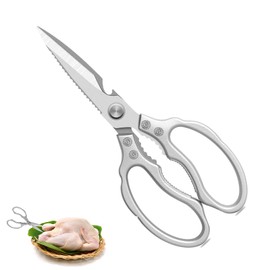 Kitchen scissors, household scissors, stainless steel, all-purpose scissors, heavy sharp cooking scissors with bottle opener, multifunctional for kitchen, chicken, poultry, fish, meat, herbs, nuts,