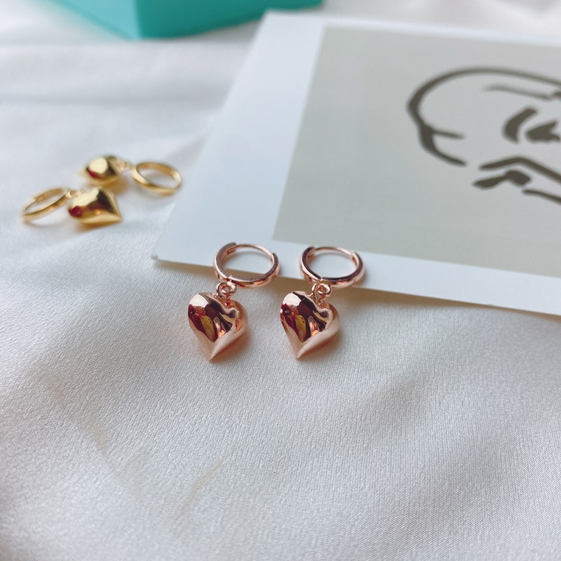14k volume heart plump one-touch silver earrings volume heart plump