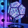 Dodecahedron Gaming Light, Cool RGBW LED Table Lamp with Stand