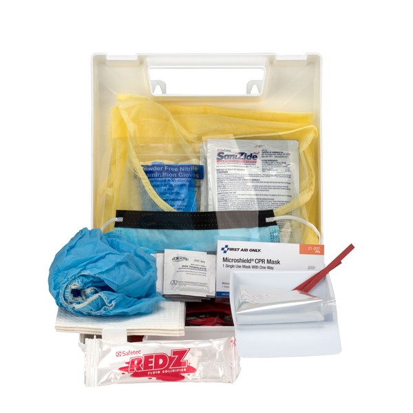 First Aid Only Bloodborne Pathogen Spill Clean Up Kit with CPR Microshield, OSHA Compliant (217-O)