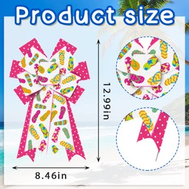 Hying 2PCS Summer Slipper Bows for Wreath, Red White Slippers Wreath Bows for Summer Décor, Spring Red Dots Summer Bows for Front Door Indoor Outdoor Wall Tree Topper Decoration Supplies Ornament