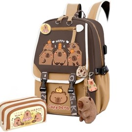 Kapibara Capybara Cartoon Backpack Gift Large Capacity Waterproof Kapibara stuff kawaii backpack with pins and Accessories (pattern 6)