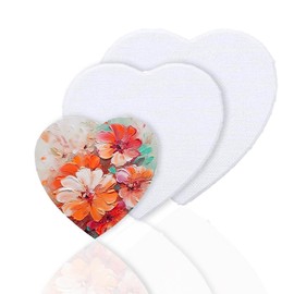 Pack of 3 Canvas for Painting, Heart Shaped Canvas, 3 Sizes 10/15/20 cm, Blank Canvas for Painting, White Pure Cotton Canvas, Suitable for Oil Painting Pigments, Propylene and Watercolours