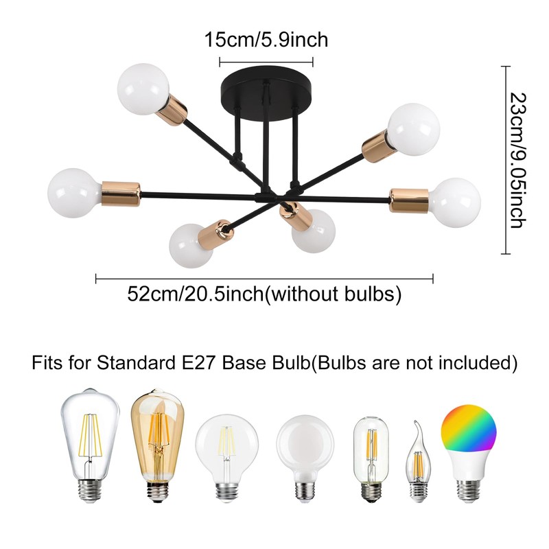 ZYDTRIP Sputnik Chandelier Ceiling Light, Adjustable Ceiling Lights Living Room