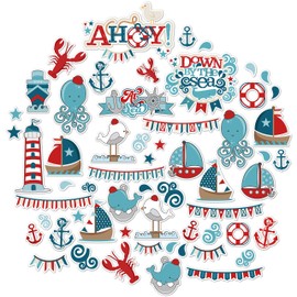 Die Cuts & Paper Set - Sail Away - by Miss Kate Cuttables - 16 Double - Sided 12"x12" Premium Specialty Paper Sheets & Over 60 Coordinating Die Cuts
