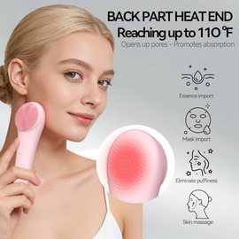 Cepillo de limpieza – Cepillo de silicona ultra suave para limpieza profunda y eliminación de maquillaje, suave en la piel (rosa)