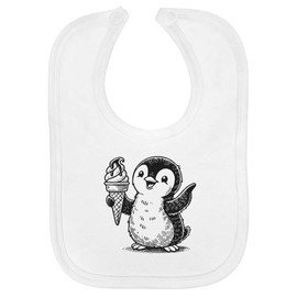 Azeeda 'Penguin With Ice Cream Cone' Soft Cotton Baby Bib (BI00062447)