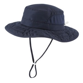 Magracy Kids Sun Hat UPF 50+ UV Protection Breathable Adjustable Bucket Hat with Straps Unisex Beach Hat Navy Blue 2-4 Years