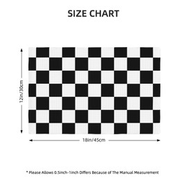 Fiokroo Black White Checkered Print Placemats Set of 6 Checkerboard Table Mats Table Tableware Place Mats with Non-Slip Heat-Resistant Washable for Dining Home Kitchen Party Indoor