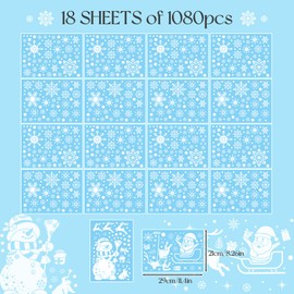 SNAIL GARDEN 1080 PCS Christmas Window Stickers,PVC Christmas Staic Clings Sticker,Xmas Double-Side Window Stickers,Snowflake Window Clings,Christmas Window Decorations for Smooth Surface