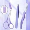 Serendi Eyebrow Grooming Set 3-Piece: Eyebrow Razor, Tweezers, Thinning Scissors Kit 3ea