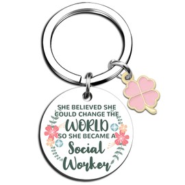 Lelekdo Social Worker Appreciation Gifts Funny Social Work Month 2025 Gift Thank You Keychain for Office Workers School Worker Heartwarming Volunteer Gifts Assistant Principal Appreciation Present