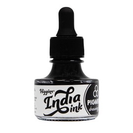 Higgins Black India Pigmented Drawing Ink - for Artists and Students - 1 oz. Glass Bottle (HIG44201)