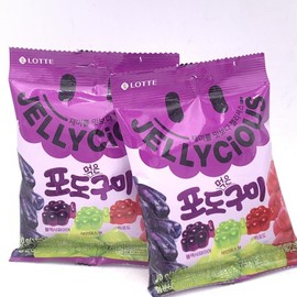 Lotte Korea Jellycious Gummy Fruit Jelly - 3 Grape Flavor 60gx2bag