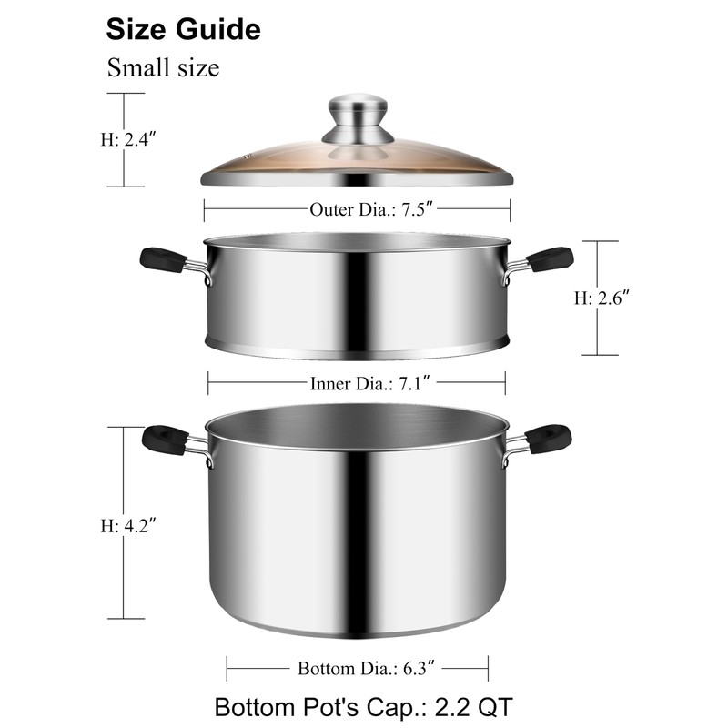 VENTION 7.1 Inch Small Vegetable Steamer Pot, 2.1 QT Induction
