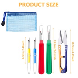 5 Pcs Seam Ripper Set,Contains Big and Small Sewing Stitch,Seam Rippers for Sewing, Thread Cutter Remover with Scissor and Storage Bag,for DIY Craft,Open Seams Hemming Seams