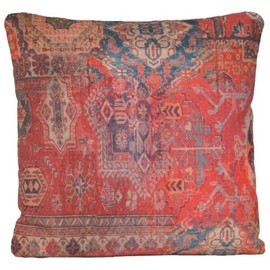 Arcobaleno London Rug Oriental Design Cushion Cover Red Printed Kilim Pattern Decor Pillow Thow Case Square