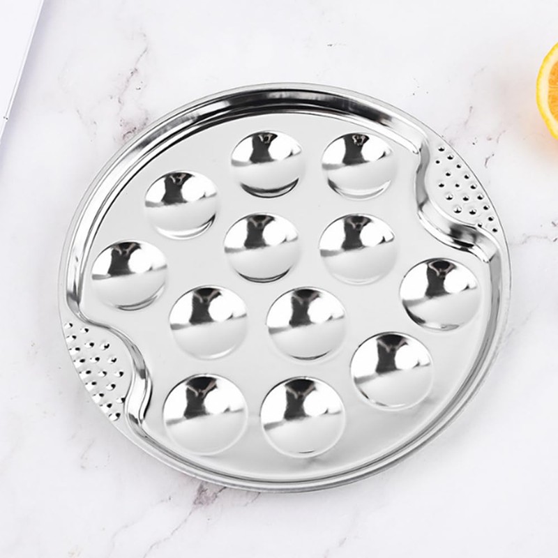 BAOPUSHIDAJILI 2Pcs Stainless Steel Escargot Plates with 12 Compartment Holes