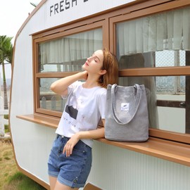 Makukke Women's Shoulder Bag, Cord Shoulder Bag, Handbag, Shopper for Office, School, Shopping, Travel