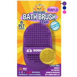 Bodhi Dog Shampoo Brush - Pet Grooming & Bath Supplies for Cats and Dog - Bath Brush for Long & Short Hair - Premium Scrubber for Shower, Bathing & Massage (Two Pack, Purple)