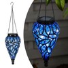 Solar Hanging Lantern Outdoor Lights, Tear-Shaped 15 LEDs Cool White
