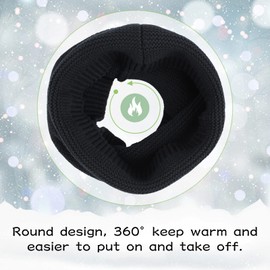 Peecabe Baby Boys Knitted Scarves Warm Toddler Girl Infinity Scarf Kids Soft Chunky Neck Warmer for Fall Winter (Black)