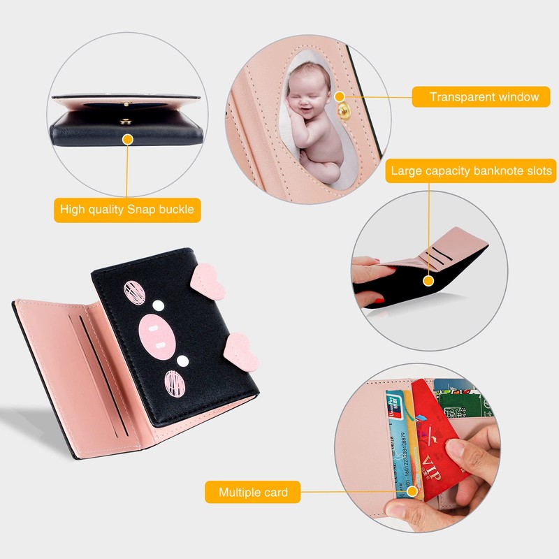 conisy Cute Slim Womens Leather Wallet,Small RFID Blocking Trifold Wallets