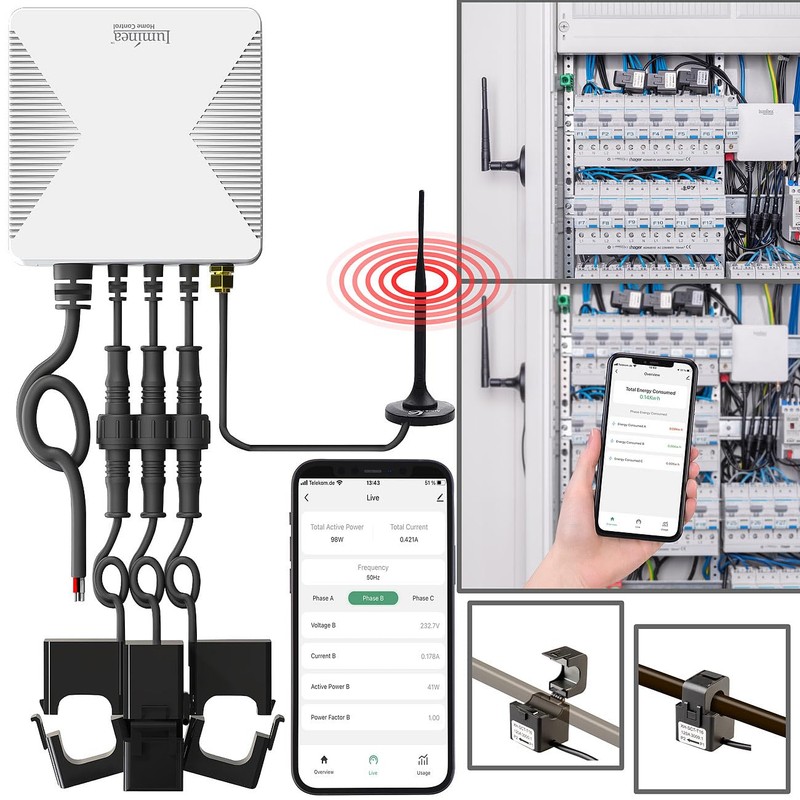 Luminea Home Control Ammeter: Smart 3-Phase WiFi Power Meter &