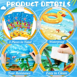 Tatuo 3 Pack Summer Beach Plastic Tablecloth Beach Theme Party Hawaiian Tropical Table Covers Decoration Disposable Rectangular Tablecloth for Summer Party Supplies, 54 x 108 Inch