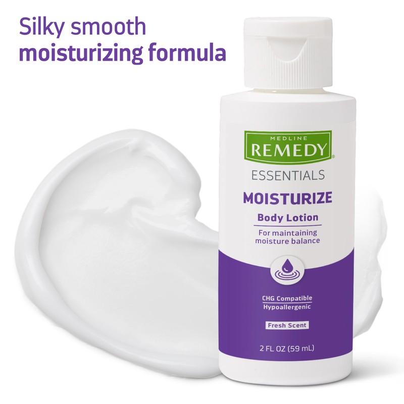 Medline Remedy Essentials Moisturizing Body Lotion (2 oz Bottle), Fresh