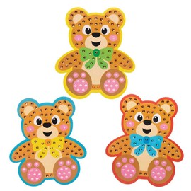 Baker Ross FE364 Teddy Bear Sequin Art Kits - Pack of 4, Make Your Own Childrens Art Set, Creative Activities for Kids, Decorate Your Own Arts and Crafts Project