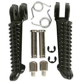VPZMT Front Foot Pegs Footrests Pedal Fits for Yamaha YZF R1 1992-2019, R1S R1M 2015-2023, R6 1999-2020, R6S 2003-2009 (Front-Black-1)