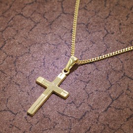 trendor Cross Pendant Gold 333 with Gold-Plated Necklace Women's Necklace, Gold Pendant, Cross Pendant Made of Real Gold, Elegant Gift 35751, 60 cm, Yellow Gold, No Gemstone