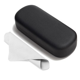 Marvolia Glasses Case Hard Shell Large Eyeglasses Case PU Leather Protective Case for Sunglasses Eyeglasses with Cleaning Cloth for Men Women - Black