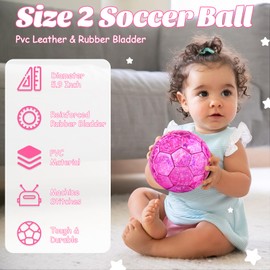 DLUGOPIS Pink Mini Soccer Ball Size 2 Sport Ball for Toddlers PVC Backyard Outdoor Toys for Little Boys Girls Kindergarten Student