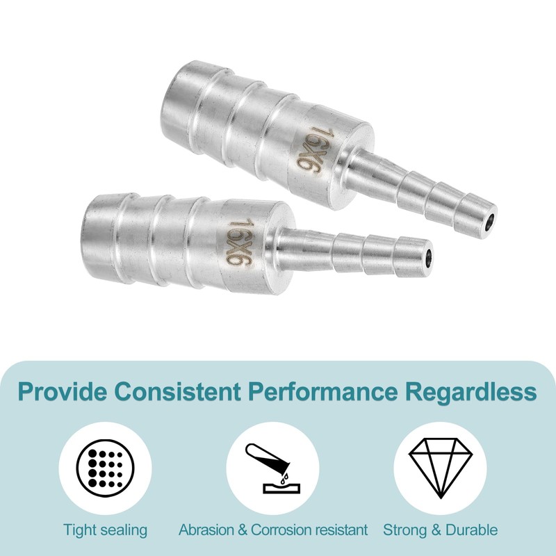 uxcell 2Pcs 5/8" to 1/4" Hose Barb Reducer Pipe Fitting,