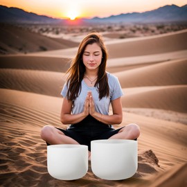 Lycrystal Couple of 2 PCS Crystal Singing Bowl Set, 8" F note Heart Chakra and 10" C note Root Chakra, Sound Bowl Meditation Set for Healing with Carry Case Bag.