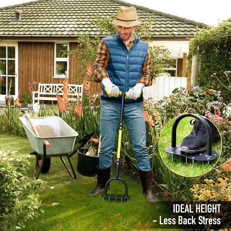 Jardineer Lawn Aerator Spike Tool, Updated 36" Metal Grass Aerator