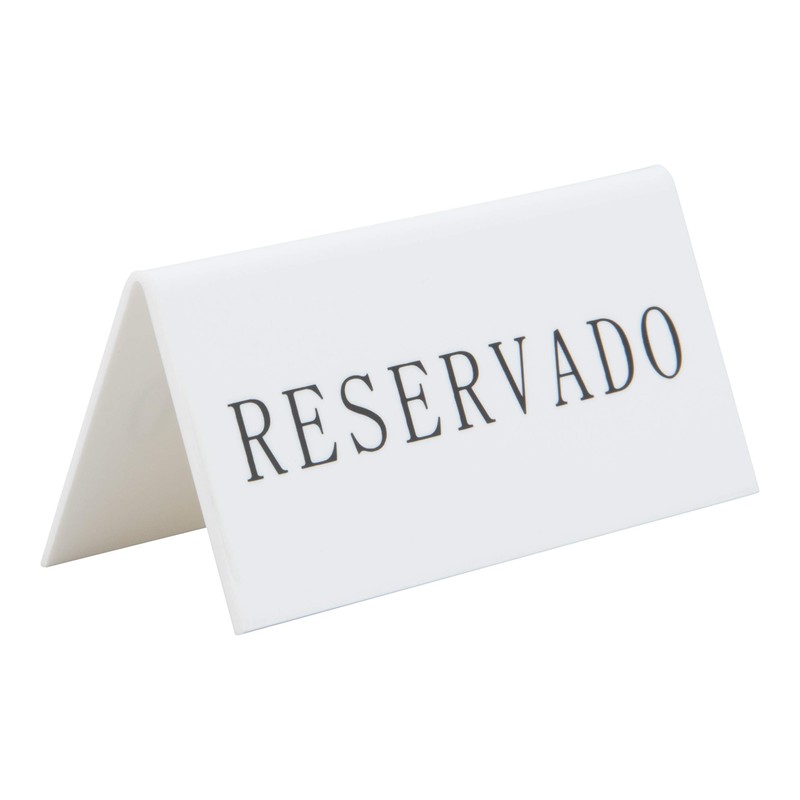 Securit Reservation Table Stands, Reservado-Spanish (Set of 5), White, 5x10x4,