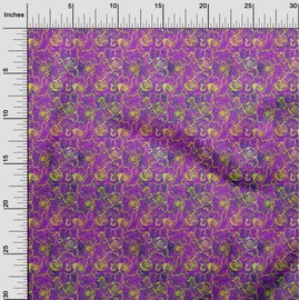 oneOone Polyester Lycra Purple Fabric Batik DIY Clothing Quilting Fabric Print Fabric by Meter 56 Inch Wide