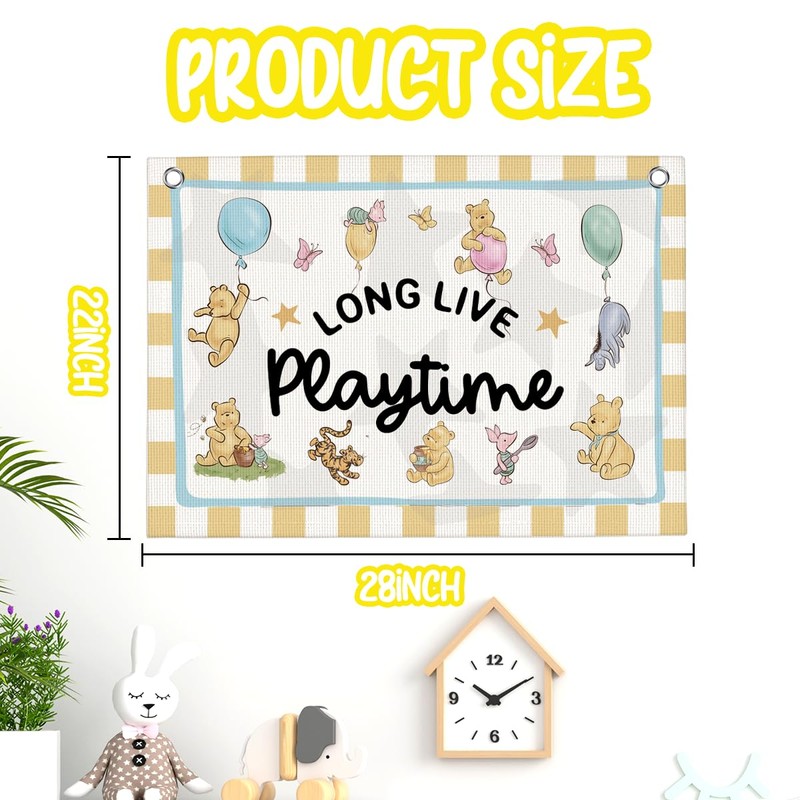 Long Live Playtime Banner Playroom Wall Decor for Kid Room