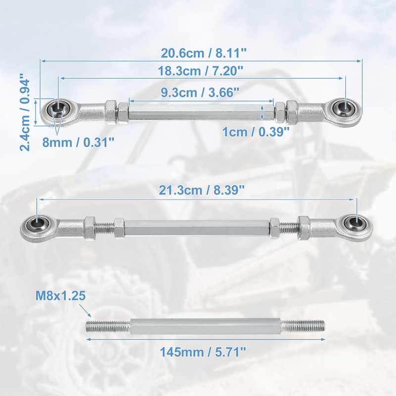 Motoforti 2pcs 145mm 8mm Hole Dia Steering Tie Rod for
