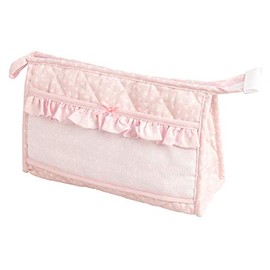 Filet - Trousse con cerniera in tessuto trapuntato | Ideale per cosmetici e creme | Dimensioni 25X15X6 cm | Made in Italy | Rosa