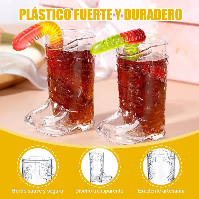 50pcs Mini Vasitos Botas Vaqueras Con Sombrero Para Fiesta