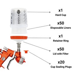 Sagola Disposable Paint Cups – 400ml | Pack of 50 | 190µm Filter | ABS Recyclable Plastic | Compatible with Most Spray Guns | Ideal for Automotive Painters