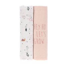 LÄSSIG Heavenly Soft Baby Swaddling Blanket, Swaddling Cloth, Muslin Cloth, Set of 2, Cotton, 120 x 120 cm / Heavenly Soft Swaddle XL, Garden Explorer Snail