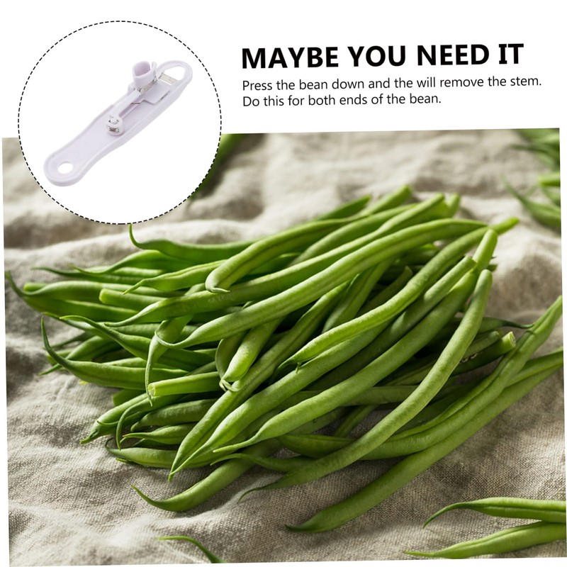 LIFKOME 1pc Multi Functional Green Bean Slicer Stem Remover White